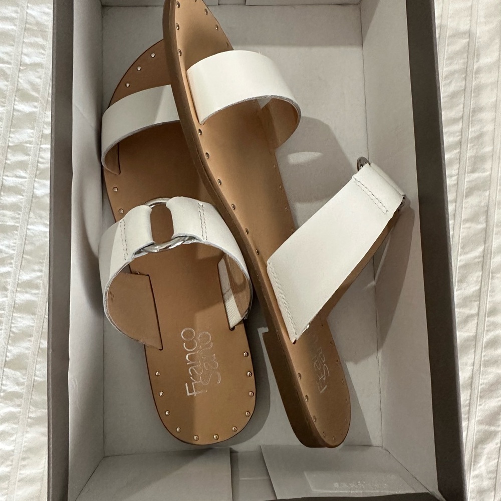 Franco Sarto White Leather Sandals